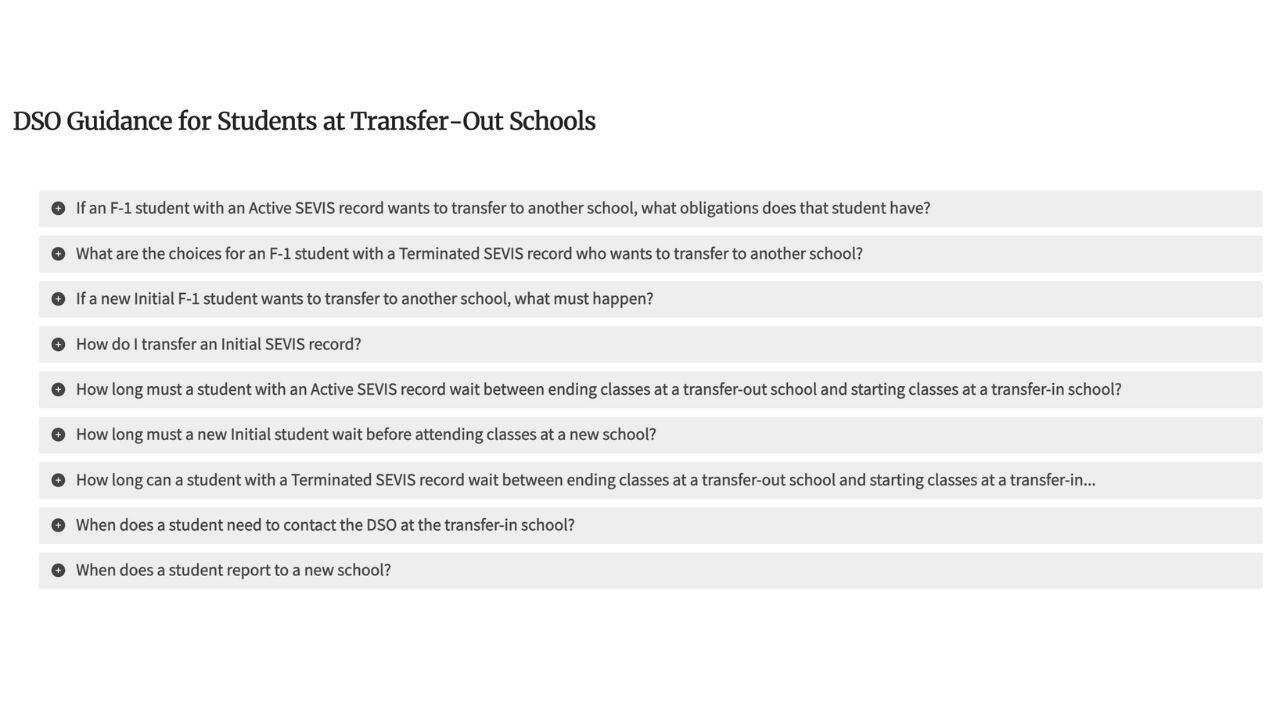 SEVIS Transfer Guideline